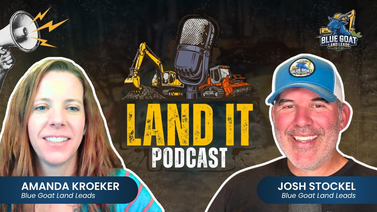 Land It Podcast artwork featuring Josh Stockel and Amanda Kroeker